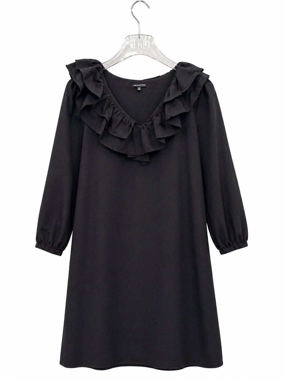 Who What Wear Black Ruffle Neck Mini Dress Women’s Size M - Picture 2 of 5